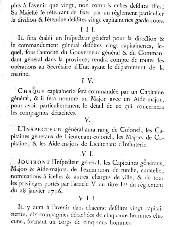 Ordonnance du Roi (1756) concernant les milices de garde-ctes (Bretagne).
