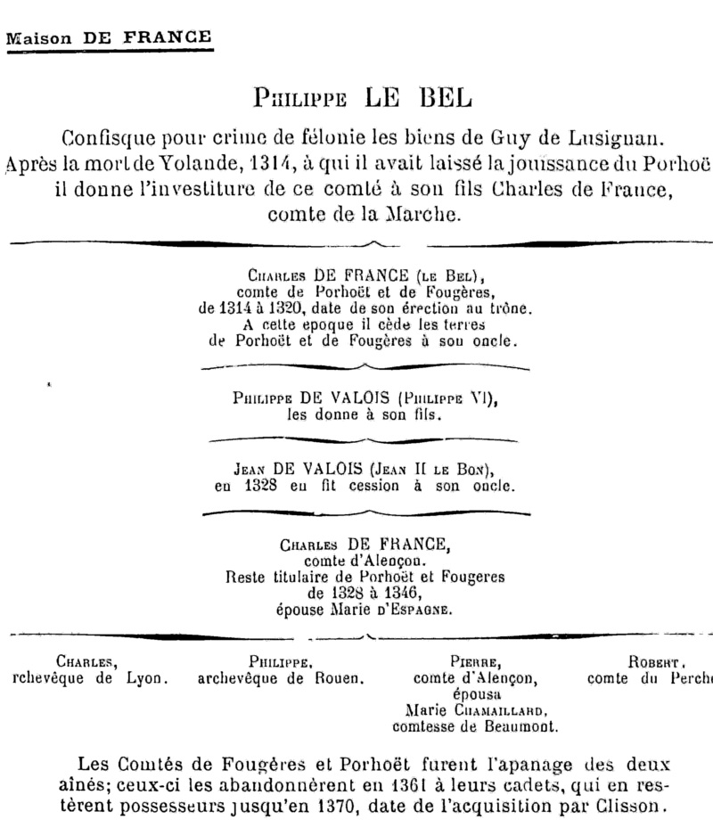 Gnalogie des comtes du Porhot (Bretagne).