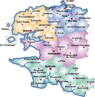 Communes du Finistre : dpartement du Finistre et rgion du Finistre