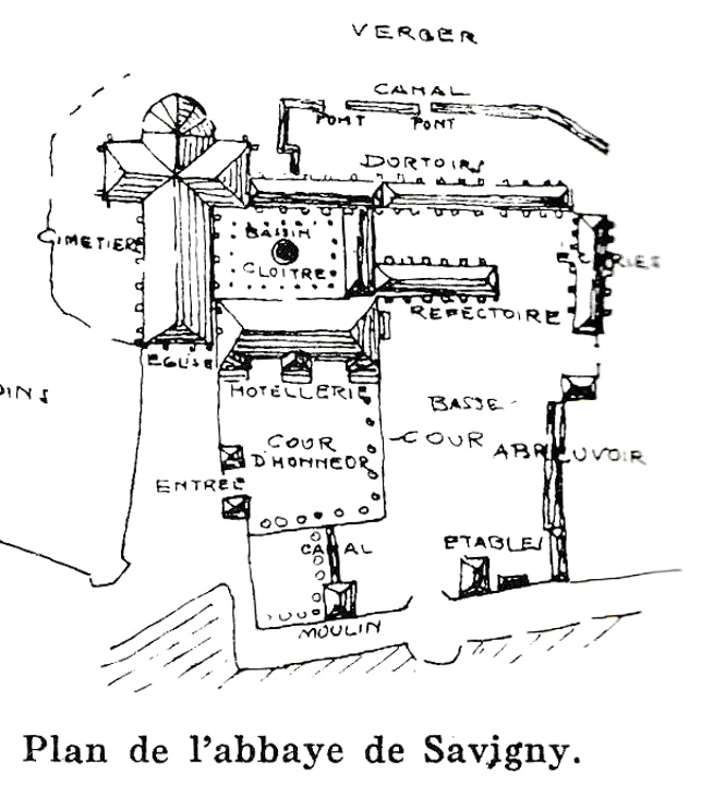 Plan de l'abbaye de Savigny.