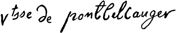 Signature de Louise Du Bot du Gr�go, Vicomtesse de Pontbellanger (Vaudeguip-Allaire).