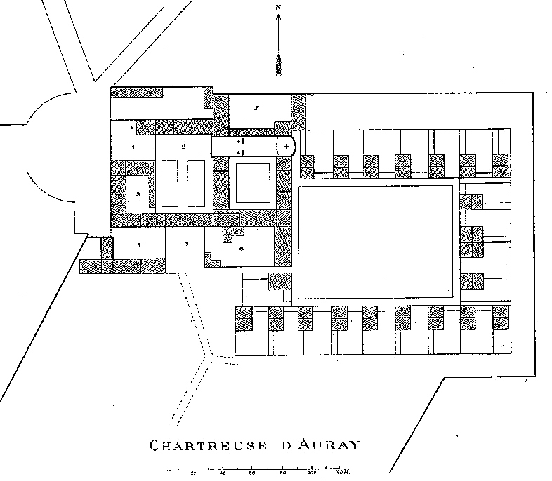 Plan du monastre des Chartreux d'Auray (Bretagne).