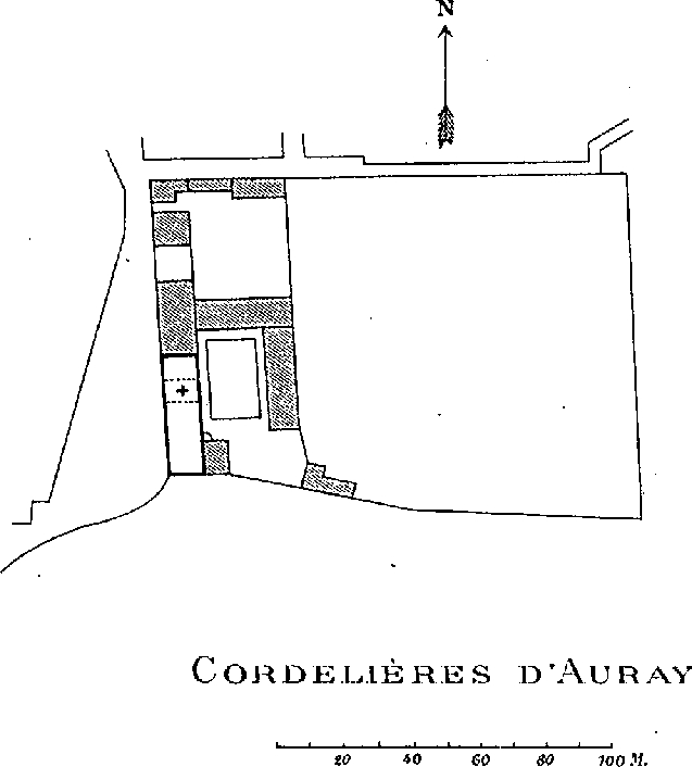Plan du couvent des Cordelières d'Auray (Bretagne).