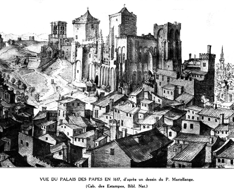 Vue du palais des Papes d'Avignon en 1617.