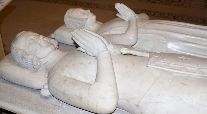 Basilique de Saint-Denis : gisants de Marie d'Espagne et Charles comte d'Alenon.