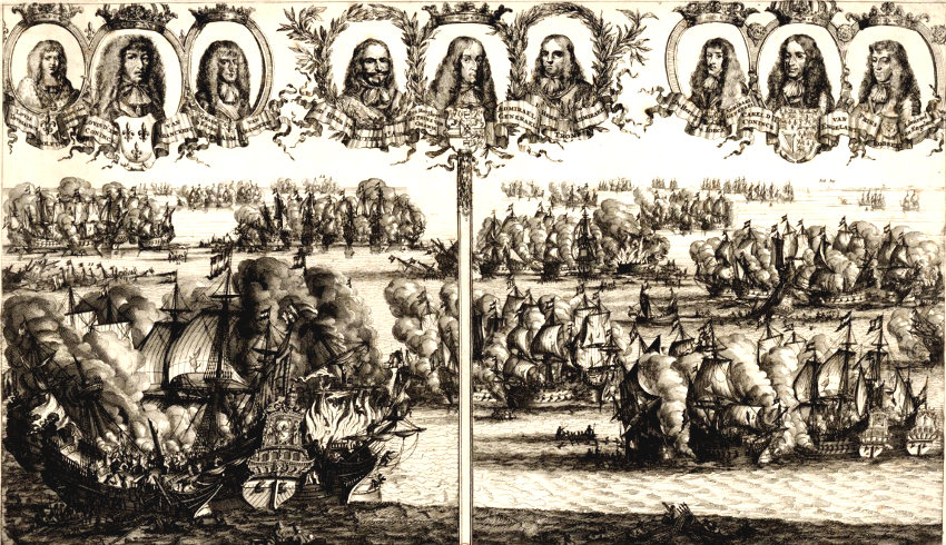 Bataille navale franco-anglaise contre la Hollande en 1673.