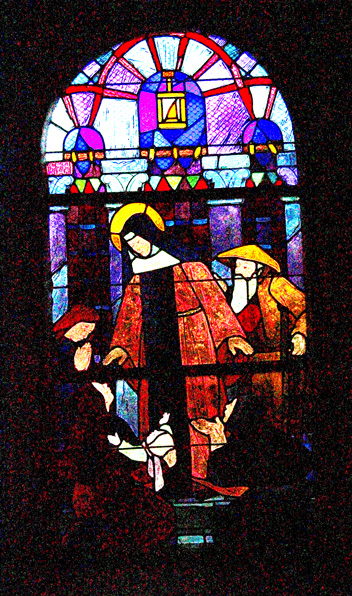 Belle-Isle-en-Terre (Bretagne) : chapelle de Locmaria (vitrail)