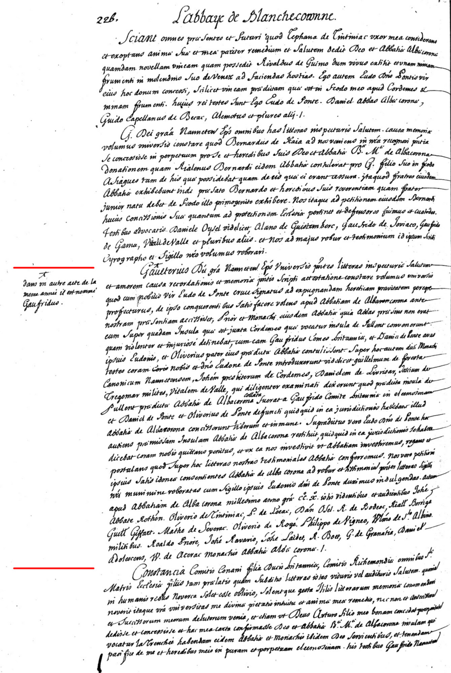 Abbaye Blanche-Couronne (Bretagne) : manuscrit Fr22319 folio 226.