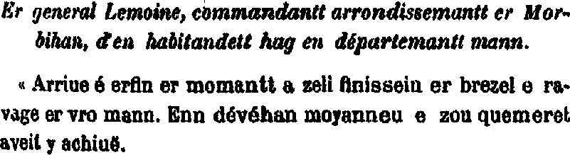 Brandivy : Proclamation (en breton) du gnral Lemoine (partie 1).