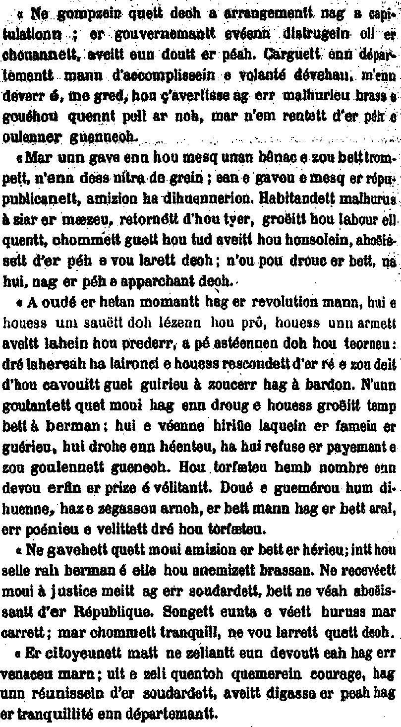 Brandivy : Proclamation (en breton) du gnral Lemoine (partie 2).