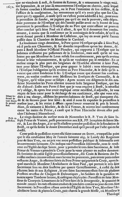 Carmes déchaussées de France : fondation de Brest (Bretagne)