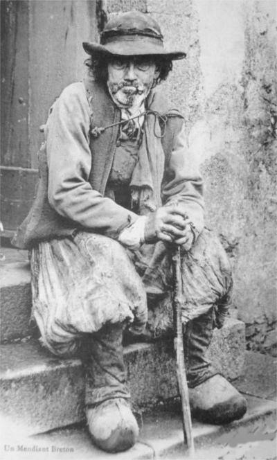 La mendicit� : un mendiant en Bretagne.
