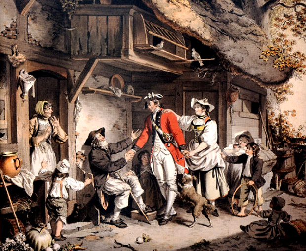 Les mercenaires suisses et la Bretagne (tableau de S. Freudenberger, 1780).