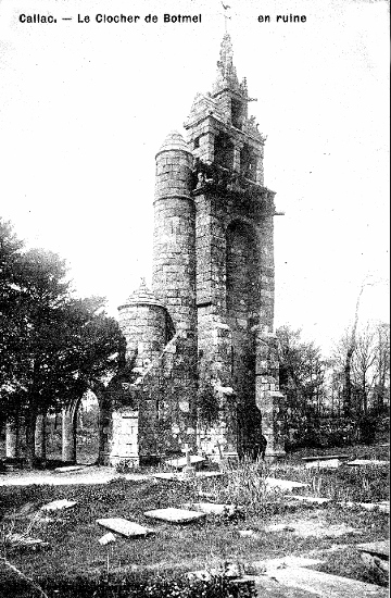 Ville de Callac (Bretagne) : ruines de l'glise de Botmel.