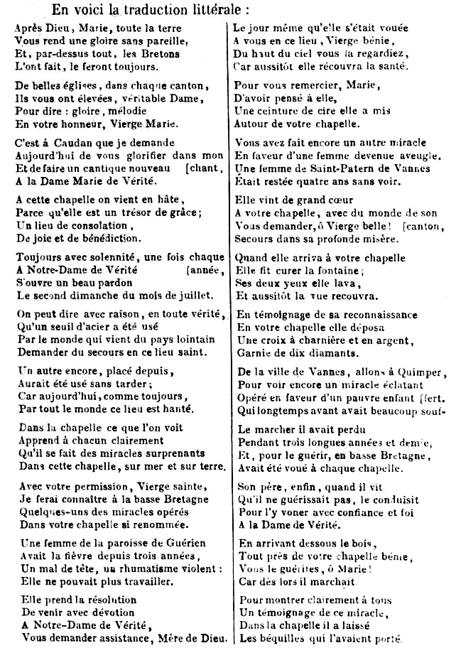 Caudan (Bretagne) : cantique (page 1).