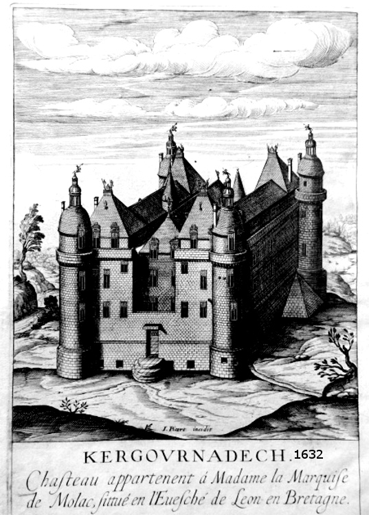 Clder (Bretagne) : chteau de Kergournadech (1632).
