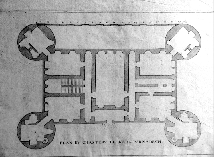 Clder (Bretagne) : chteau de Kergournadech (1632).