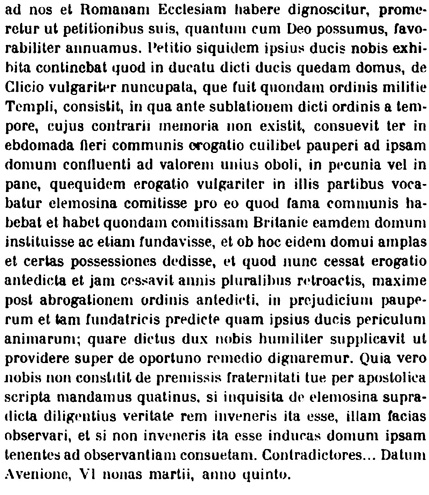 Bulle autorisant  Clisson l'aumne de la Comtesse