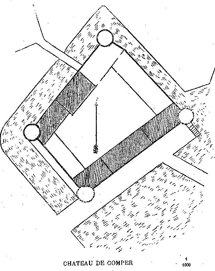 Plan du chteau de Comper  Concoret (Bretagne).