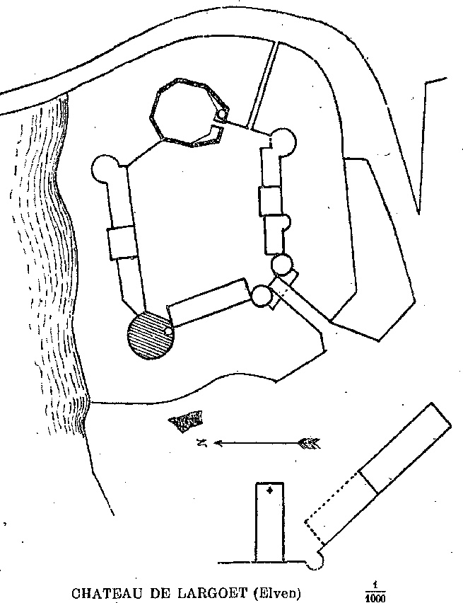 Plan du chteau de Largot  Elven (Bretagne).