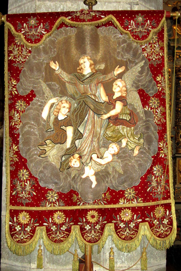 Le Faou : bannière de l'église Notre-Dame de Rumengol