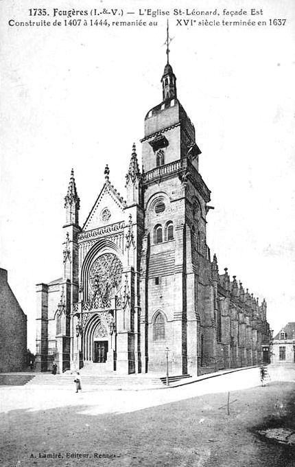 Ville de Fougères (Bretagne) : église de Saint-Léonard.