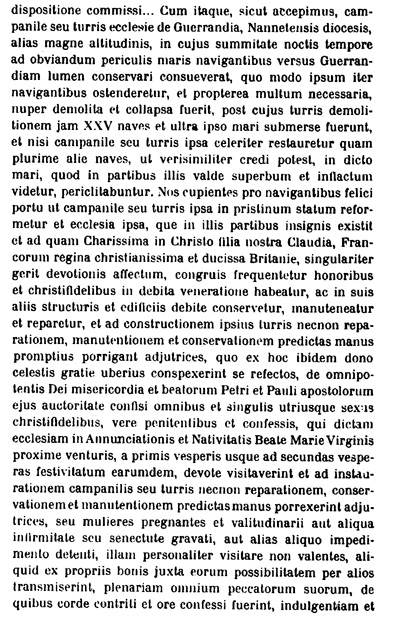 Indulgences pour la reconstruction du campanile de Gurande