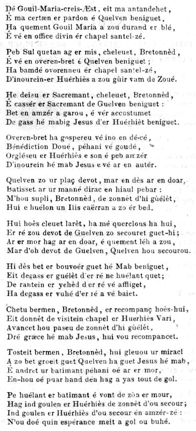 Cantique breton en l'honneur de N.-D. de Quelven ( Guern, Bretagne): page 2.