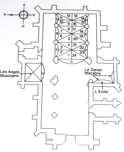 Eglise Notre-Dame de Kernascléden : plan des fresques