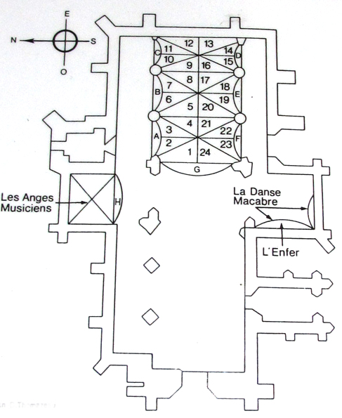 Eglise Notre-Dame de Kernasclden : plan des fresques