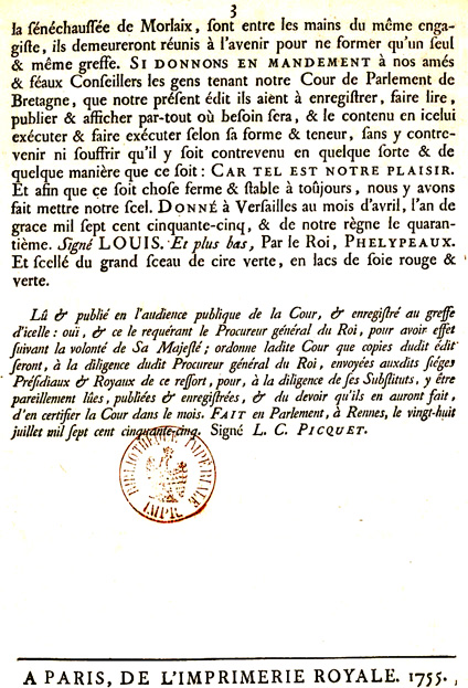 Suppression en 1755 de la juridiction de Lanmeur