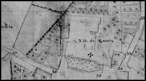 Lannion (Bretagne) : l'glise de Kermaria-an-Draou daprs le plan dAnfray en 1763.