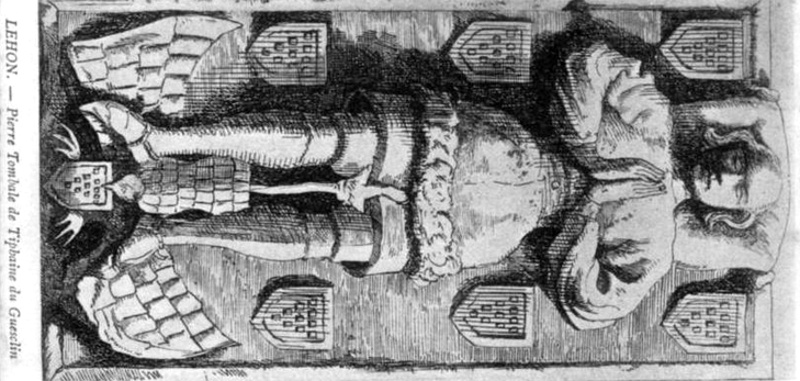 Pierre tombale de Tiphaine du Guesclin en Léhon (Bretagne).
