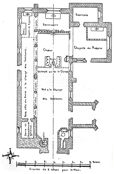 Lennon : plan de l'église en 1789