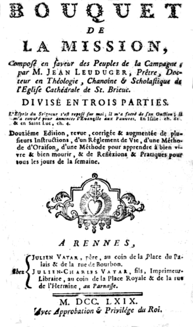 L'ouvrage "Bouquet de la Mission" de M. Jean Leuduger.