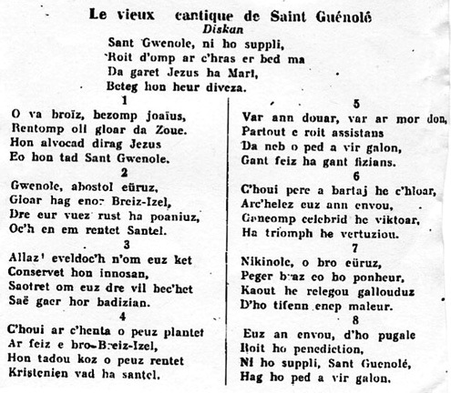 Le vieux cantique de Saint Gunol