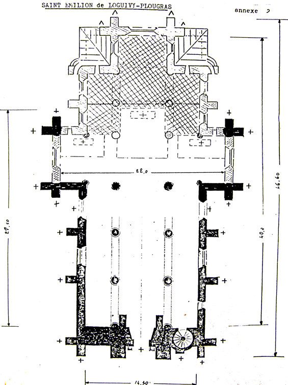 Plan de l'glise Saint-Emilion de Loguivy-Plougras (Bretagne)