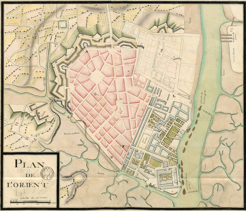 Plan de l'Orient (Lorient) en 1756.