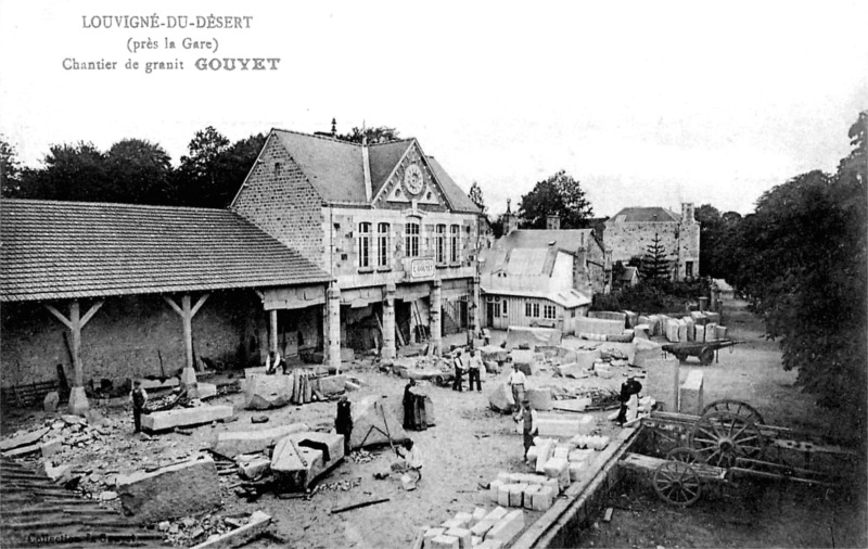 Ville de Louvign-du-Dsert (Bretagne) : chantier de granit.