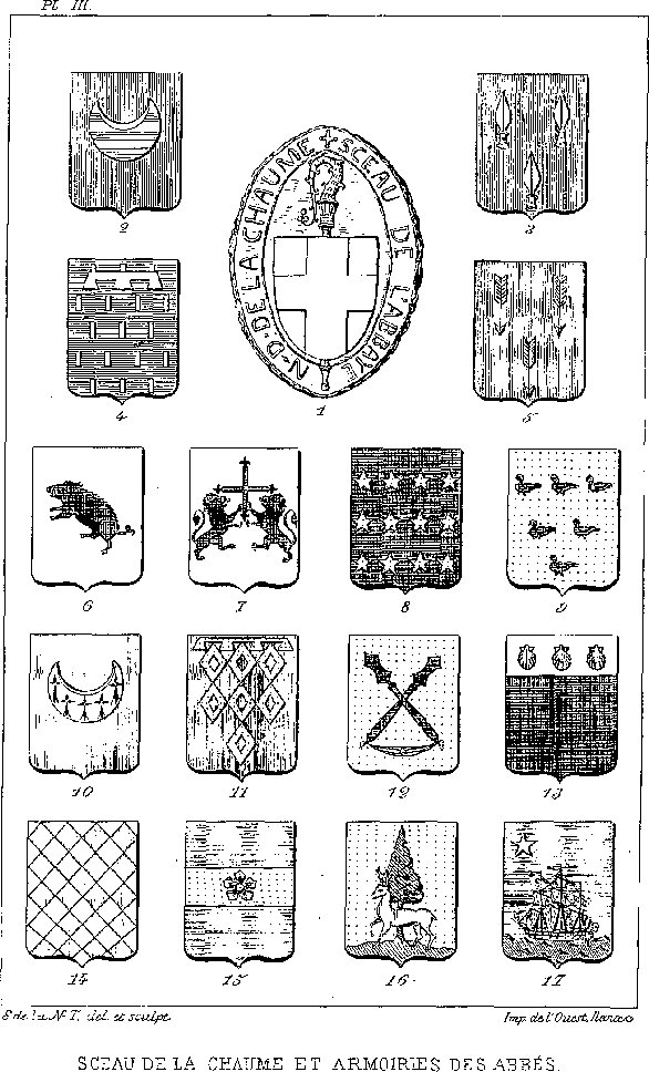 Sceau de la Chaume et armoiries des abbs.