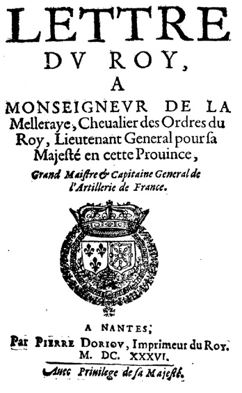 lettre au Marchal duc de La Meilleraye (Charles de La Porte)