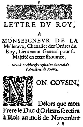 lettre au Marchal duc de La Meilleraye (Charles de La Porte)