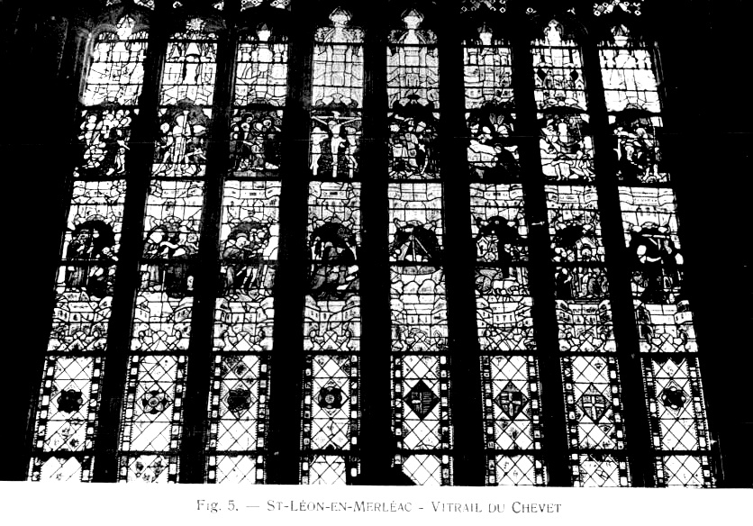 Vitrail du chevet de la chapelle Saint-Jacques de Merléac (Bretagne).