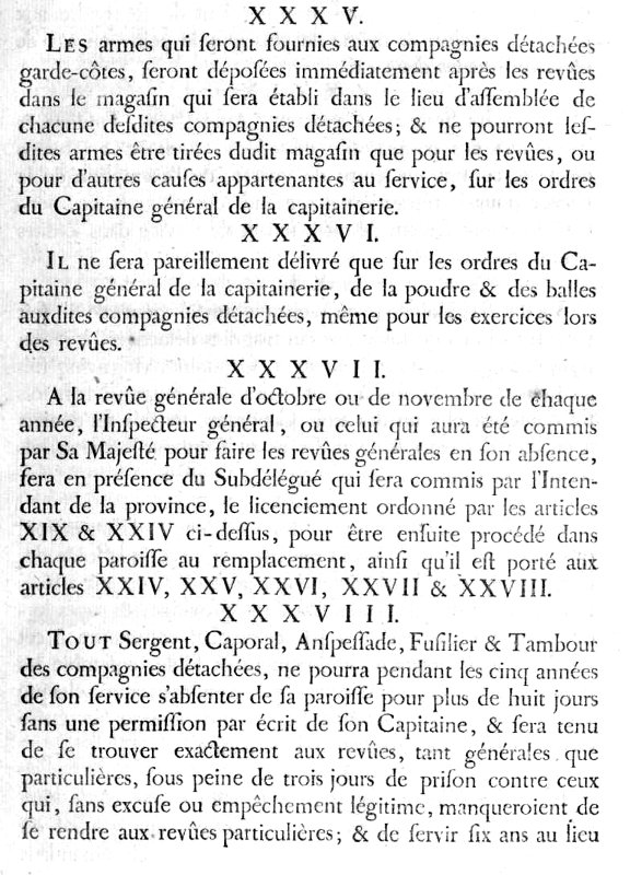 Ordonnance du Roi (1756) concernant les milices de garde-ctes (Bretagne).