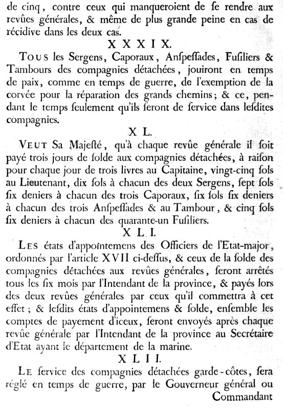 Ordonnance du Roi (1756) concernant les milices de garde-ctes (Bretagne).