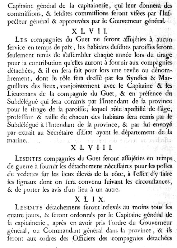 Ordonnance du Roi (1756) concernant les milices de garde-ctes (Bretagne).