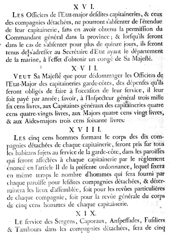 Ordonnance du Roi (1756) concernant les milices de garde-ctes (Bretagne).