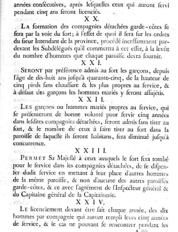 Ordonnance du Roi (1756) concernant les milices de garde-ctes (Bretagne).