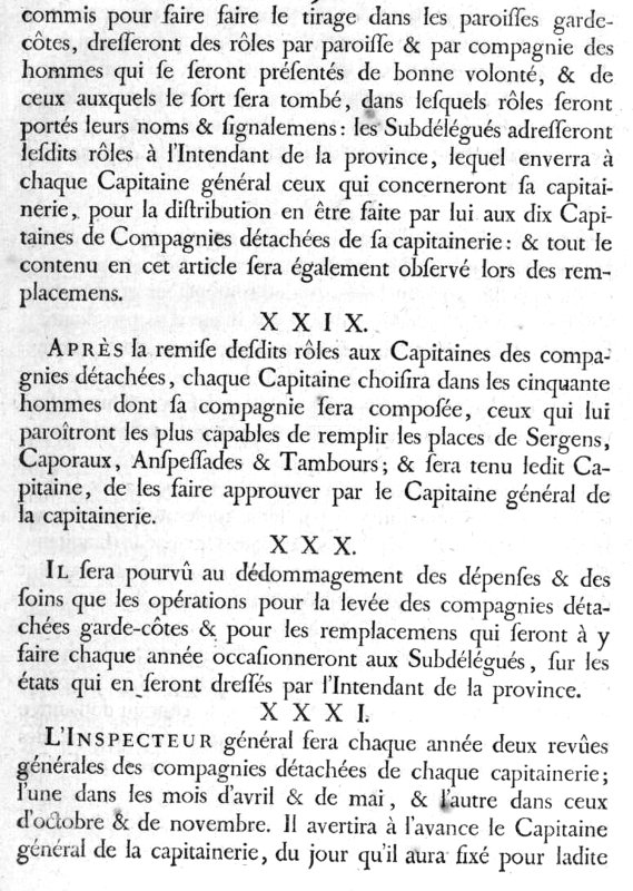 Ordonnance du Roi (1756) concernant les milices de garde-ctes (Bretagne).