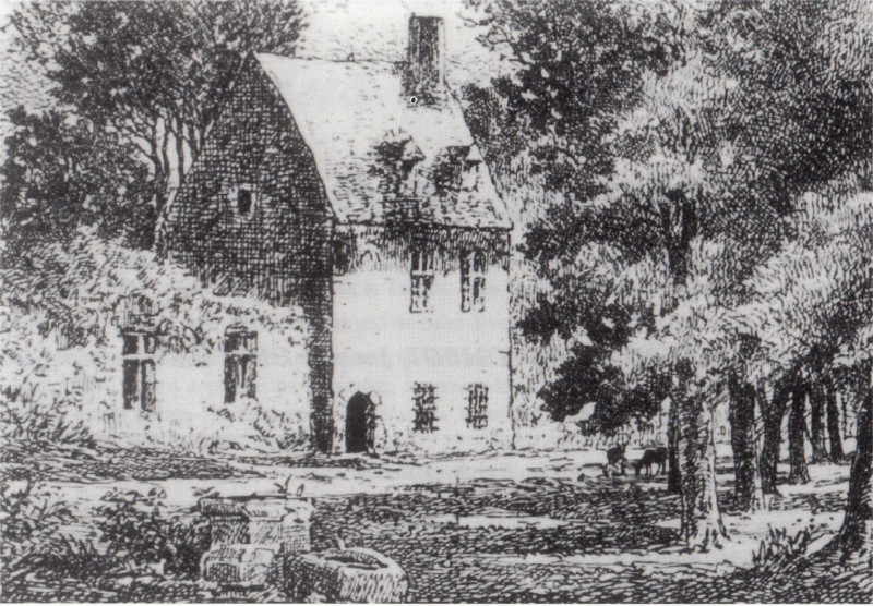 Le manoir de Kermartin reconstruit en 1834 sur l'emplacement o naquit saint Yves, et qui fut incendi en 1895.